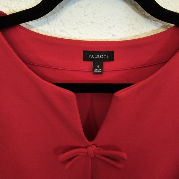 Talbots Medium Stretchy Red Tailored Thick Jersey Blouse Ribbon - Picture 3 of 8
